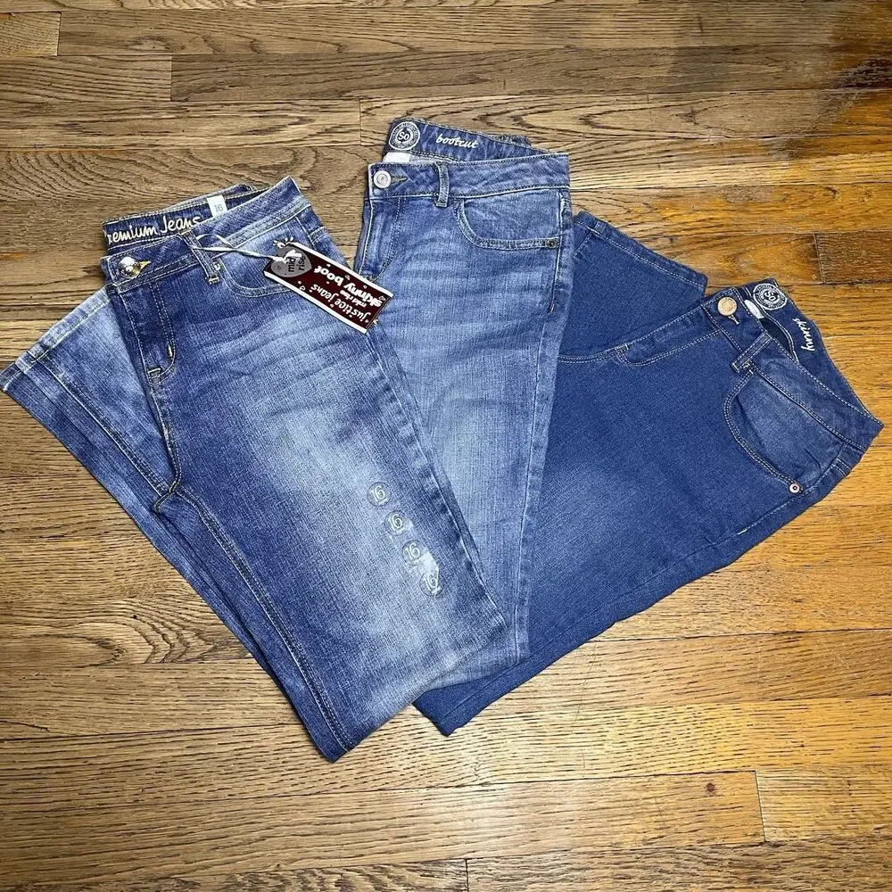 Girls Size 16 Skinny Bootcut Jeans Denim Blue Lot New MSRP $96 Justice Sonoma